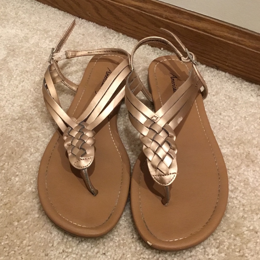 American Eagle Gold Braided Sandals - Picture 3 of 9